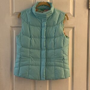 Lilly Pulitzer Blue with Printed Lining Zip and Snap Front Puffer Vest EUC S